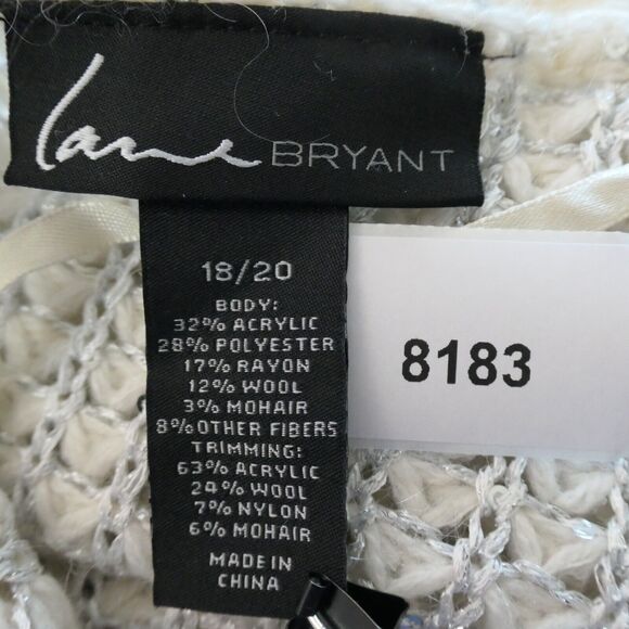 Lane Bryant Tunic Sweater Womens 18 20 Ivory Silver Metallic Wool Mohair Blend - Picture 9 of 10